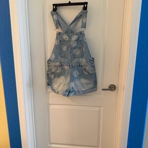 Floral Denim Overalls